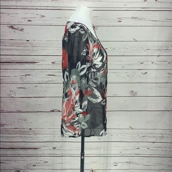 Christopher Banks Black Floral Sheer‎ Large Blouse - Picture 2 of 8